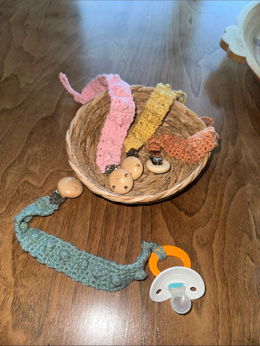 Handmade Crocheted Pacifier Clips - Assorted Pastel Colors